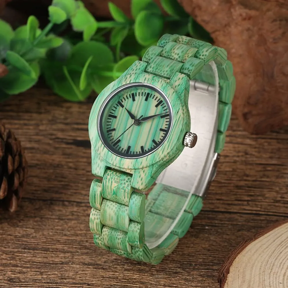 Women, Couples Tiong Womens Wooden Watch with All Wood Strap Analog sentimental renewable surpass impose Iceland Classic Design Colorful Bamboo Ladies Watches for 