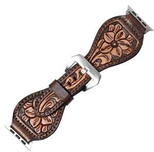 Women Genuine Leather Strap American Darling evergreen client Floral Hand Tooled I watch Men 