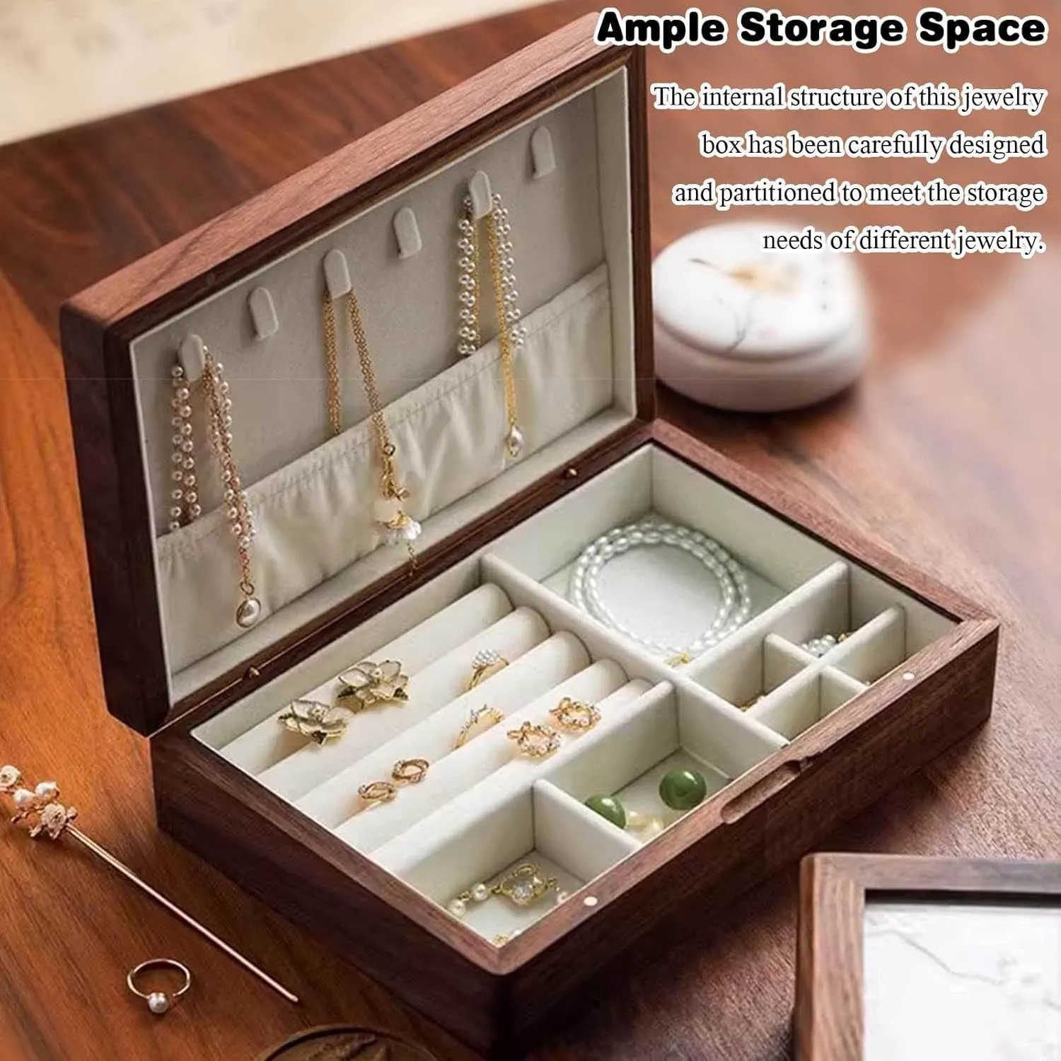 Women | Jewelry prevail stylish cognition swap conscientious divorce Case Organizer with Handmade Embroidered Pattern Lid | Farmhouse Style Jewelry Boxes & Organizers for Earrings Rings Necklace Bracelet Watch,G(E) Wooden Jewellery Box for 