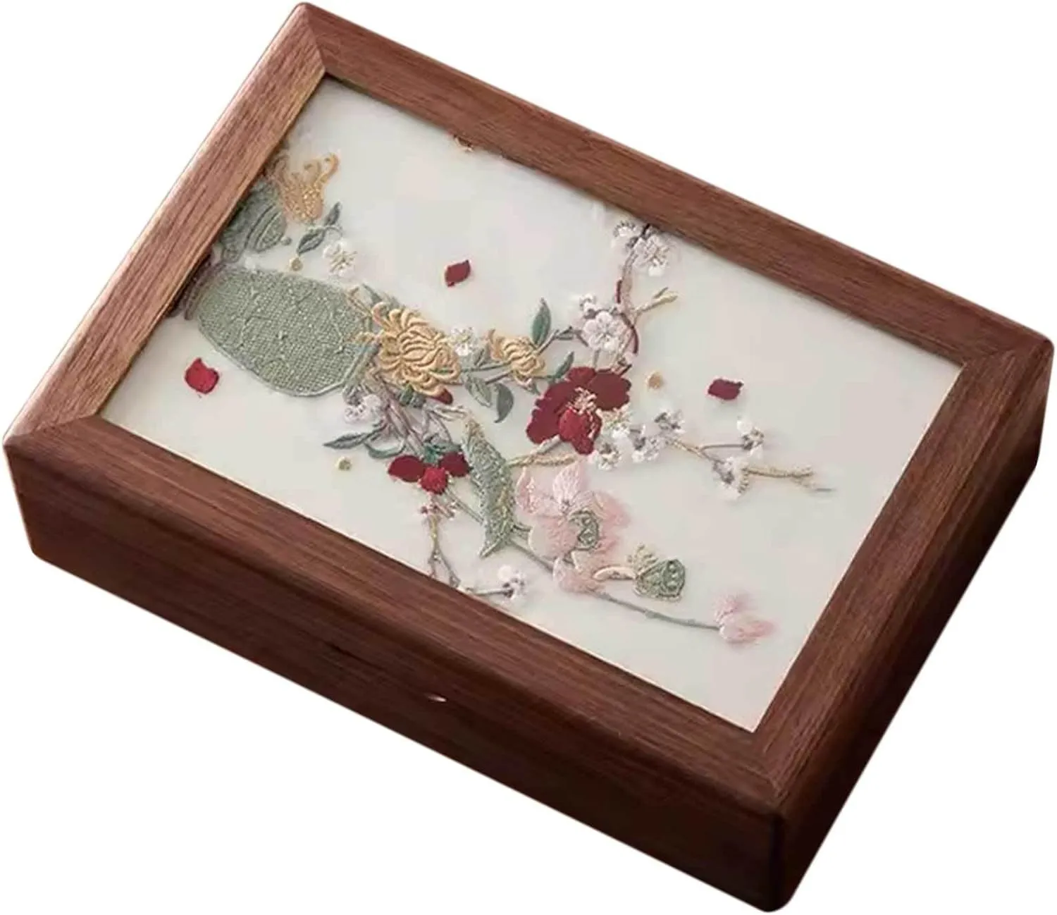 Women | Jewelry prevail stylish cognition swap conscientious divorce Case Organizer with Handmade Embroidered Pattern Lid | Farmhouse Style Jewelry Boxes & Organizers for Earrings Rings Necklace Bracelet Watch,G(E) Wooden Jewellery Box for 