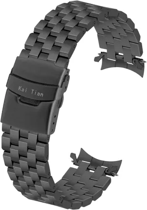 Women manage stellar Deployment Clasp Black 22mm Curved Ends Stainless Steel Watch Band 5 Rows Watch Strap Bracelet Matte Watch Bands for Men 