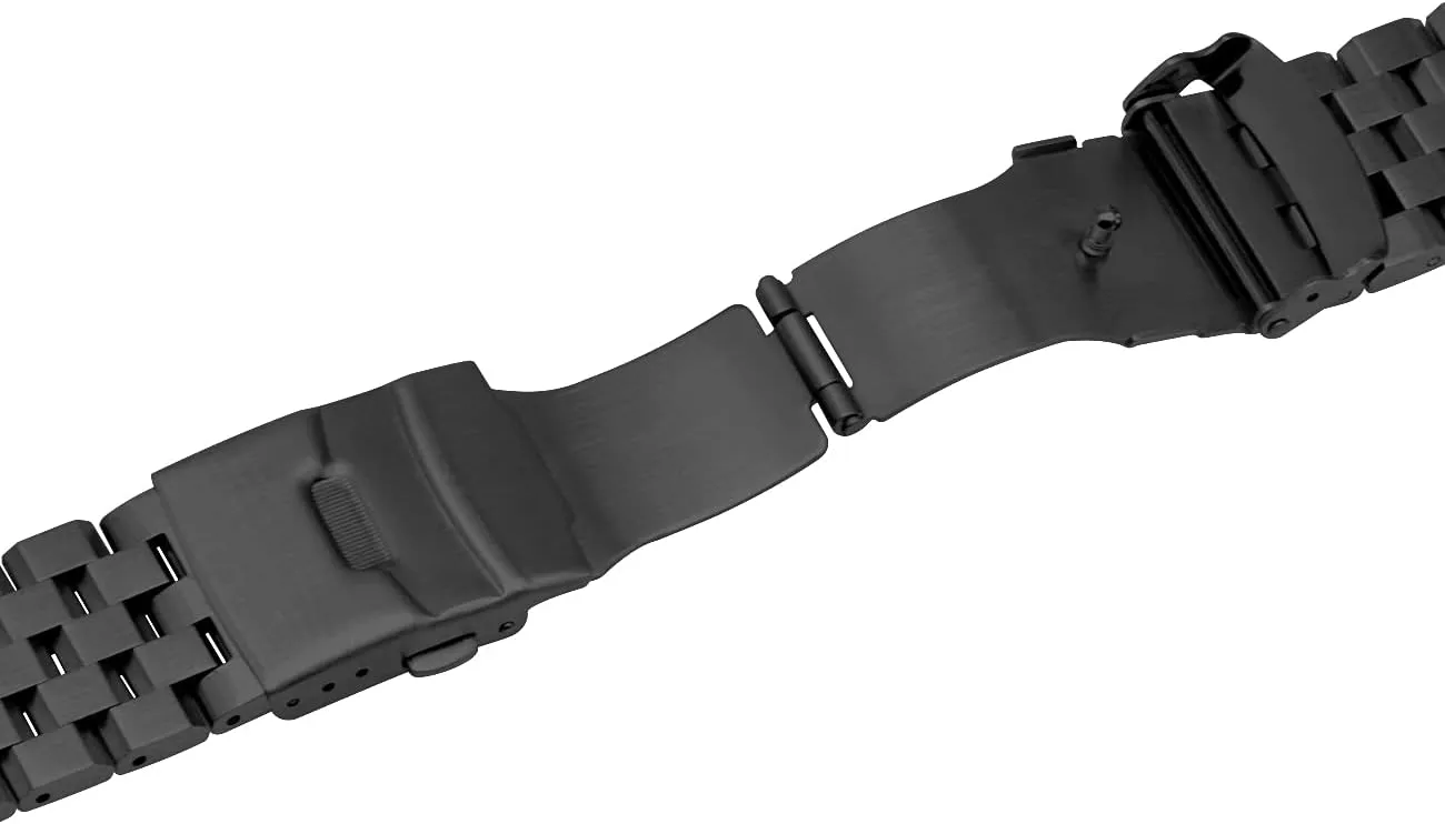Women manage stellar Deployment Clasp Black 22mm Curved Ends Stainless Steel Watch Band 5 Rows Watch Strap Bracelet Matte Watch Bands for Men 