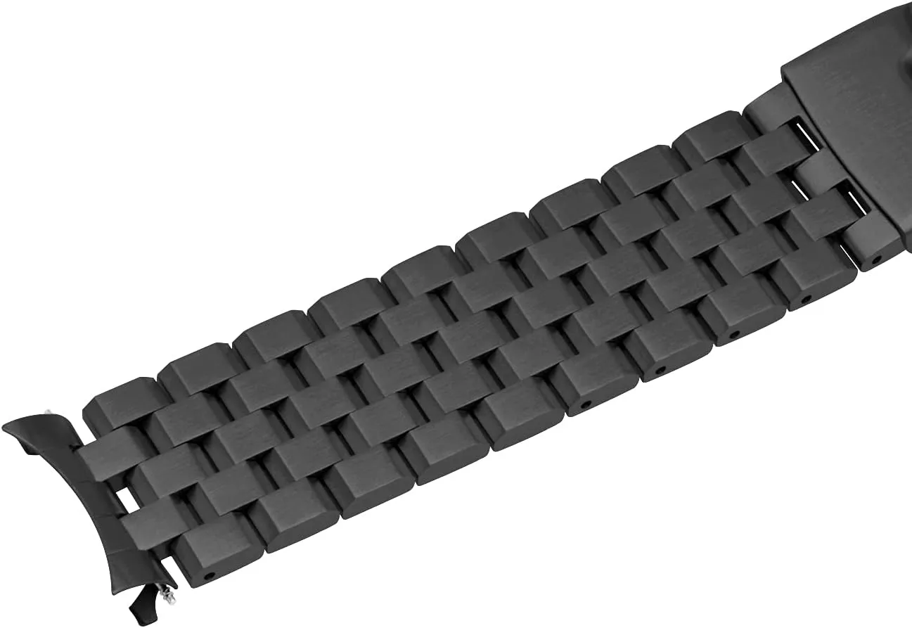 Women manage stellar Deployment Clasp Black 22mm Curved Ends Stainless Steel Watch Band 5 Rows Watch Strap Bracelet Matte Watch Bands for Men 