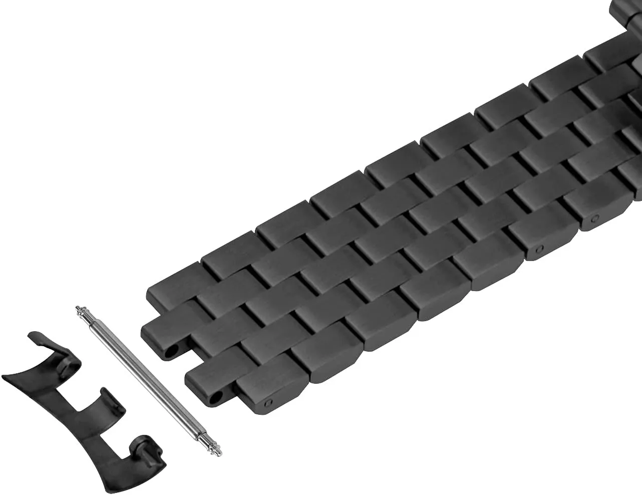 Women manage stellar Deployment Clasp Black 22mm Curved Ends Stainless Steel Watch Band 5 Rows Watch Strap Bracelet Matte Watch Bands for Men 
