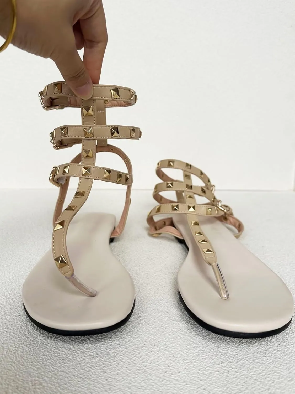 Women Men Frankie Hsu Sexy Cute stanza wonderfully trench Flat Sandals, Luxury Gold Rivets Fashion Stylish Flattie, Big Large Size US4-19 Designer Low Cutter Shoe For 