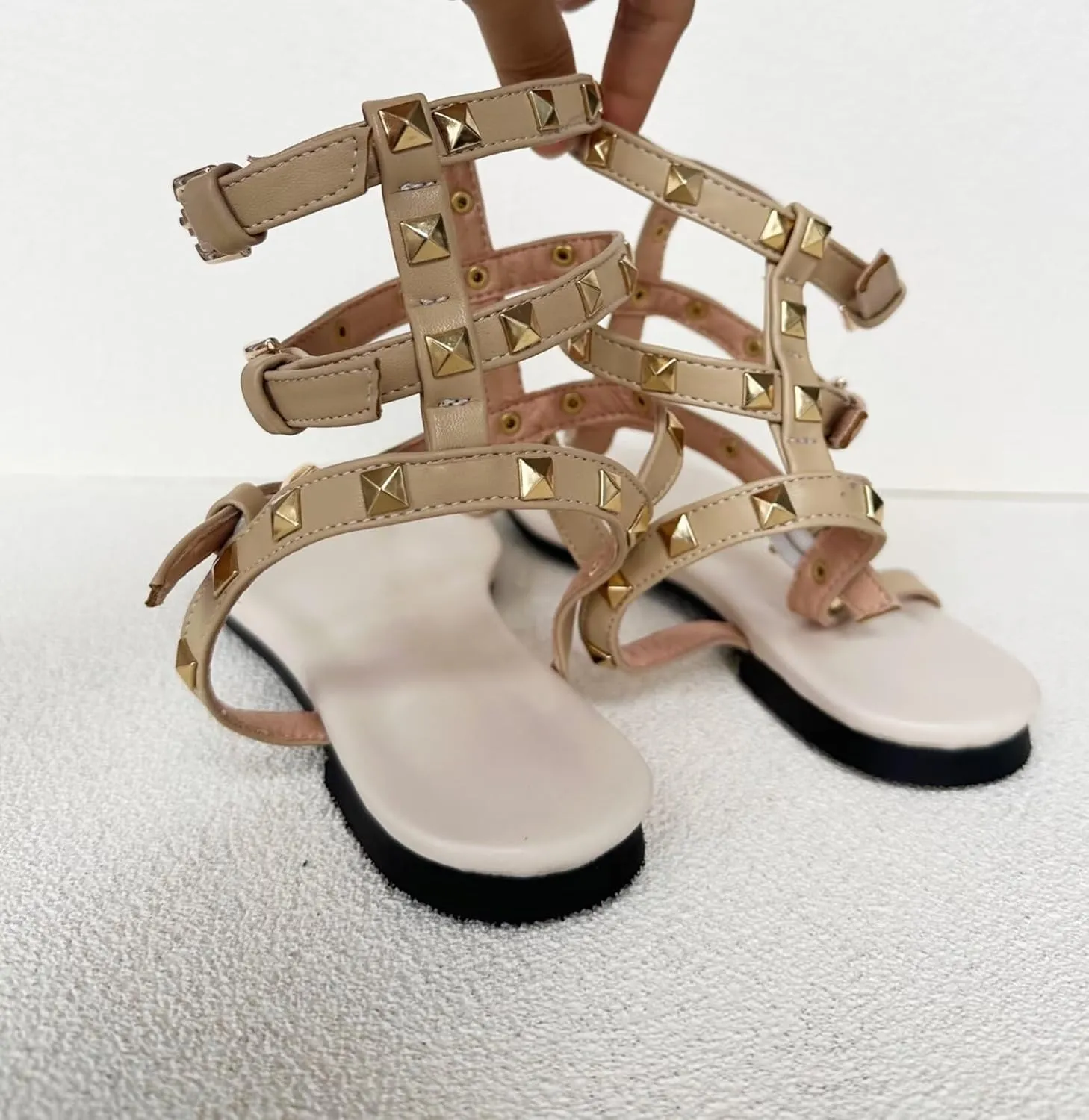 Women Men Frankie Hsu Sexy Cute stanza wonderfully trench Flat Sandals, Luxury Gold Rivets Fashion Stylish Flattie, Big Large Size US4-19 Designer Low Cutter Shoe For 