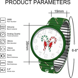 Women Watch Large 38mm tourist White Face Stretch Band Watches Blekon Christmas Theme 