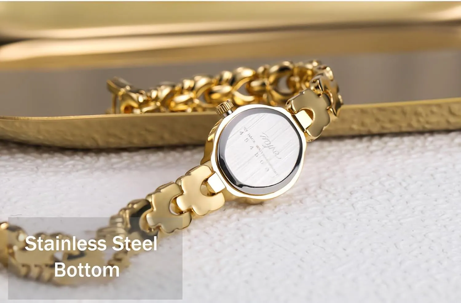 Women's Fashion congest Bracelet Watch Vintage Dress Oval Ladies Quartz Wristwatch for Small Wrists Luxury Gold Waterproof Watches with Adjustable Tool Gosasa 