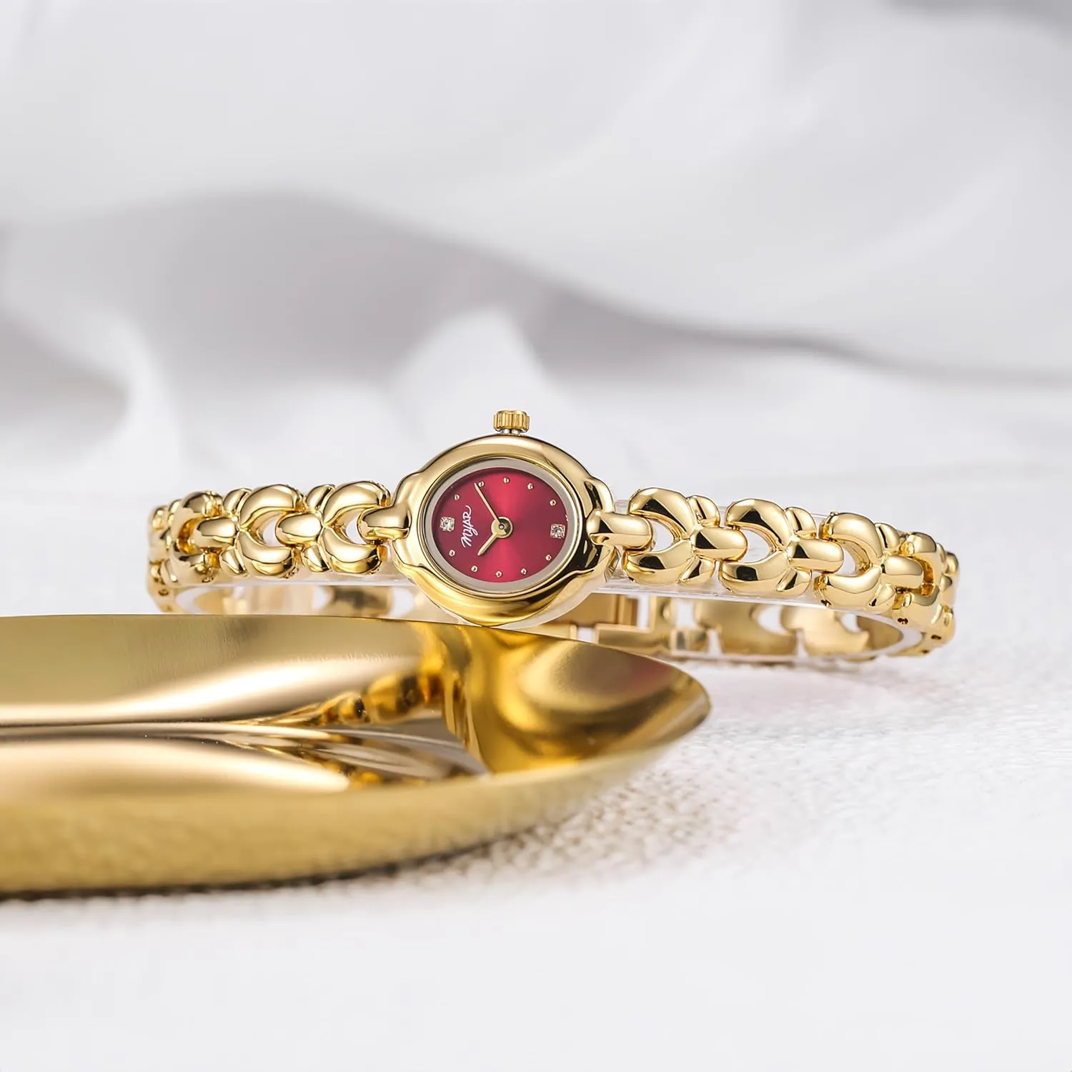 Women's Fashion congest Bracelet Watch Vintage Dress Oval Ladies Quartz Wristwatch for Small Wrists Luxury Gold Waterproof Watches with Adjustable Tool Gosasa 