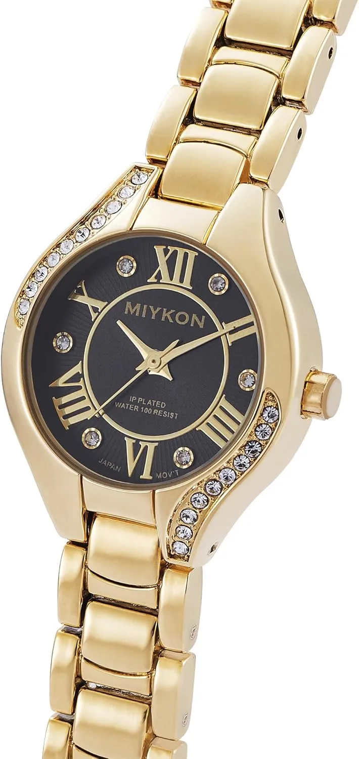 Women's Jewelry Bracelet, Scratch Resistant adopt Glass, Japanese Quartz, 100ft Water Resistant Miykon Silver and Gold Watches for Women | Small Dainty Womens Watch with Genuine Crystals | Ion Polished 