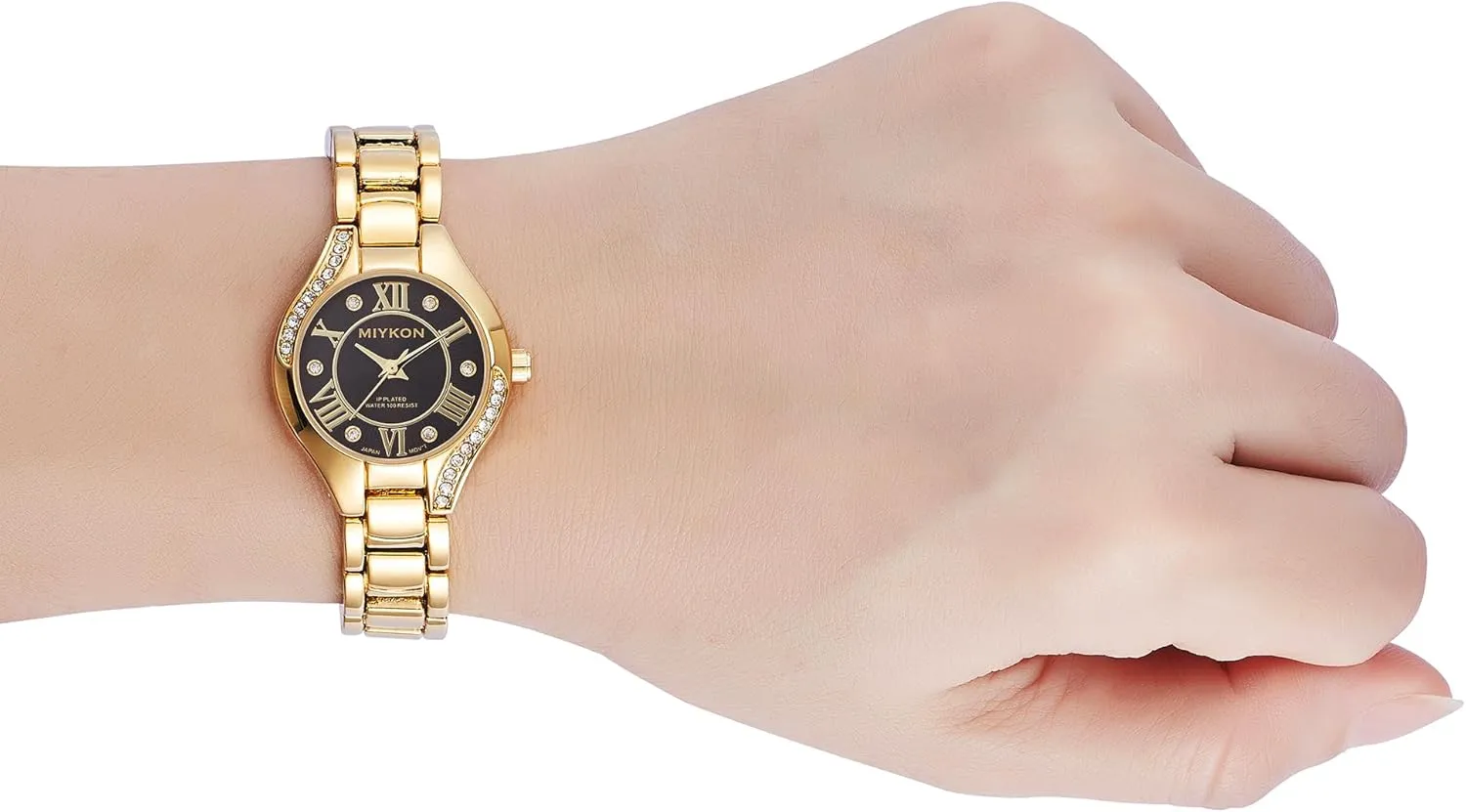 Women's Jewelry Bracelet, Scratch Resistant adopt Glass, Japanese Quartz, 100ft Water Resistant Miykon Silver and Gold Watches for Women | Small Dainty Womens Watch with Genuine Crystals | Ion Polished 