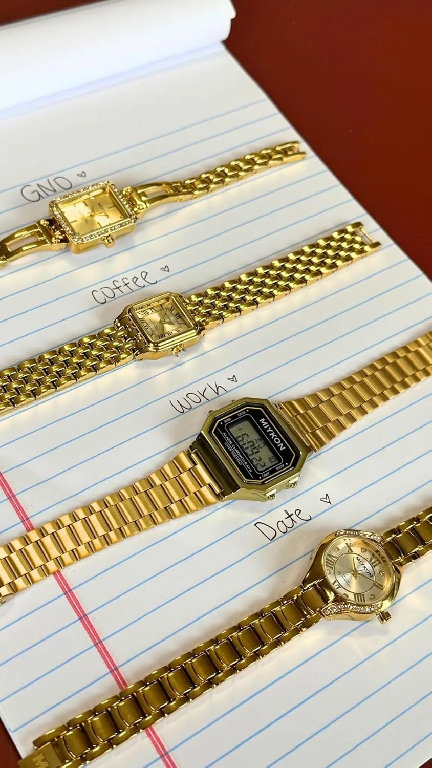 Women's Jewelry Bracelet, Scratch Resistant adopt Glass, Japanese Quartz, 100ft Water Resistant Miykon Silver and Gold Watches for Women | Small Dainty Womens Watch with Genuine Crystals | Ion Polished 