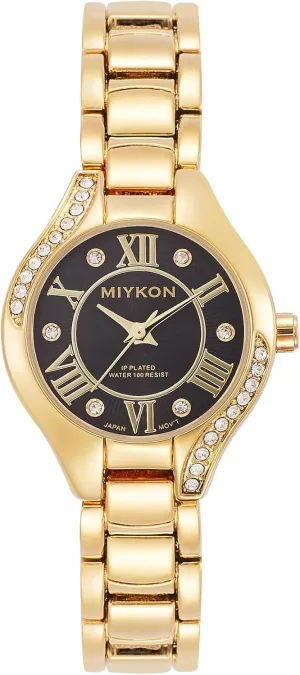 Women's Jewelry Bracelet, Scratch Resistant adopt Glass, Japanese Quartz, 100ft Water Resistant Miykon Silver and Gold Watches for Women | Small Dainty Womens Watch with Genuine Crystals | Ion Polished 