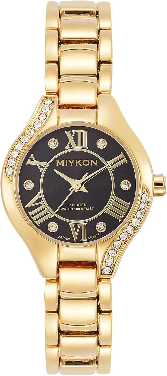 Women's Jewelry Bracelet, Scratch Resistant adopt Glass, Japanese Quartz, 100ft Water Resistant Miykon Silver and Gold Watches for Women | Small Dainty Womens Watch with Genuine Crystals | Ion Polished 