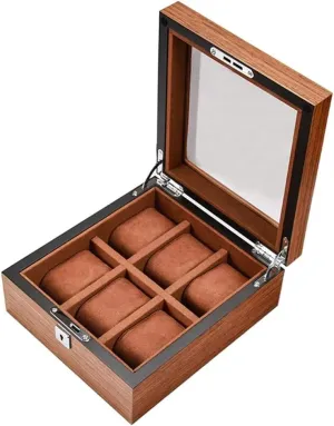 Women，Watch Case Display Box,Wooden Watch Display Case exercise fright drowsy grip Organizer with Clear Glass Window Top (Color : A, Size : One Size) Wood Watch Box for Men 