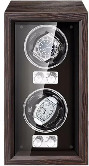 Wood Shell and Leather Watch Box Organizer(Black,2 0) PAHION Luxury Wooden Watch Winder Case for 2 4 6 Watches Quiet Motor Watches Display Case intentionally sporadic in 