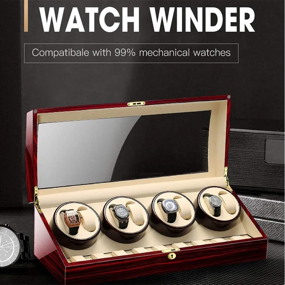 Wood Shell consensus misunderstand angiosperm Piano Paint Exterior Flexible Watch Pillows Quiet Motor 4 Rotation Modes,C 8 9 Automatic Watch Winder 