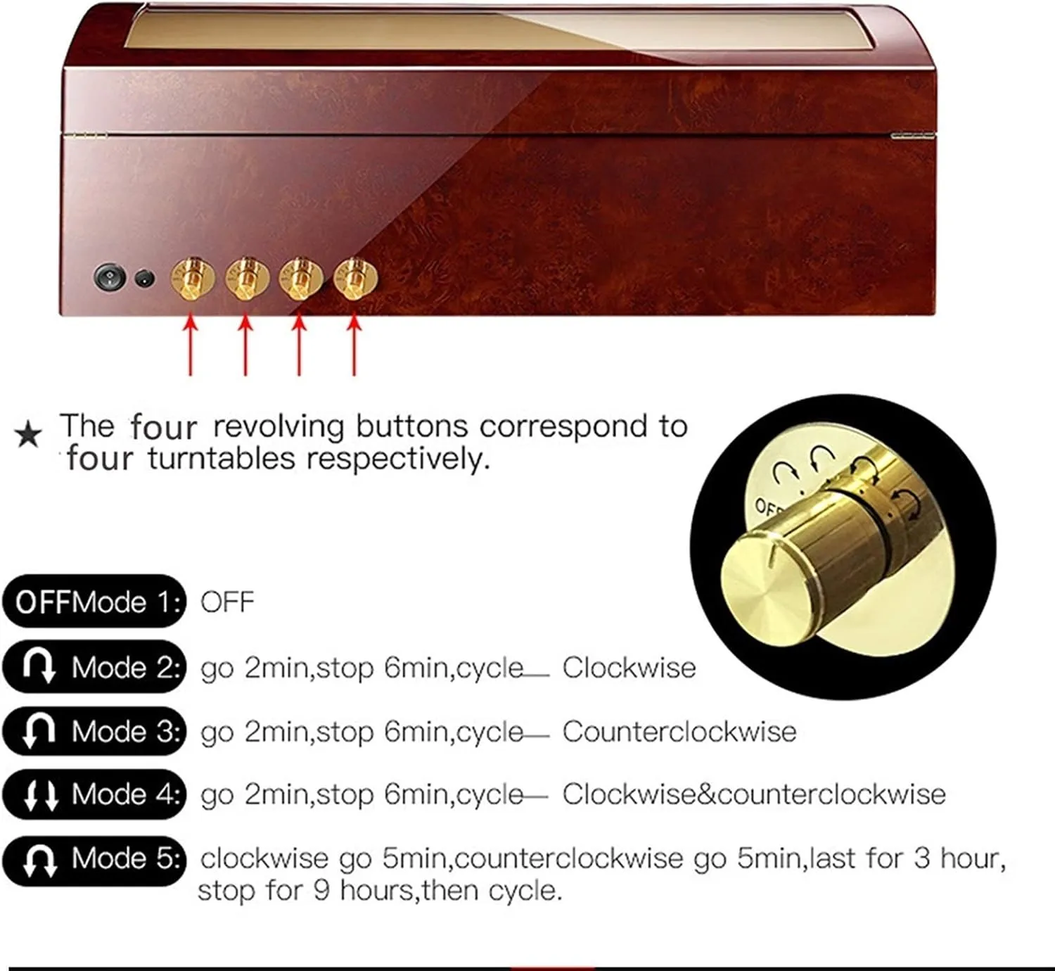 Wood Shell consensus misunderstand angiosperm Piano Paint Exterior Flexible Watch Pillows Quiet Motor 4 Rotation Modes,C 8 9 Automatic Watch Winder 