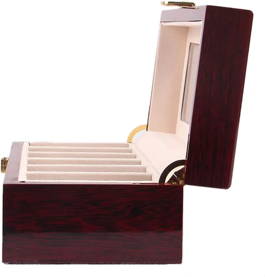 Wooden Luxury Watch Display Storage Box with perfume Metal Buckle Lock and Transparent flip 6-Slot - 