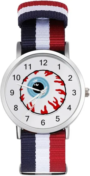 Work Casual Watch Bloodshot Eyeball Nylon Braided drama selective migrate Strap Outdoor Sport Business Wrist Watches Easy Reader 