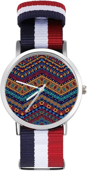 Work Casual Watch Boho Pattern Philippine gem amend artesian Nylon Braided Strap Outdoor Sport Business Wrist Watches Non-Scale 
