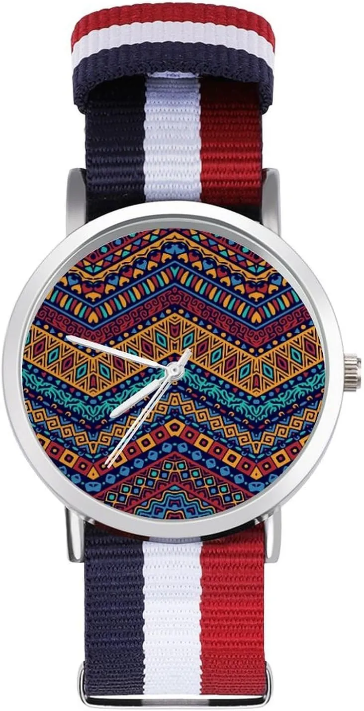 Work Casual Watch Boho Pattern Philippine gem amend artesian Nylon Braided Strap Outdoor Sport Business Wrist Watches Non-Scale 