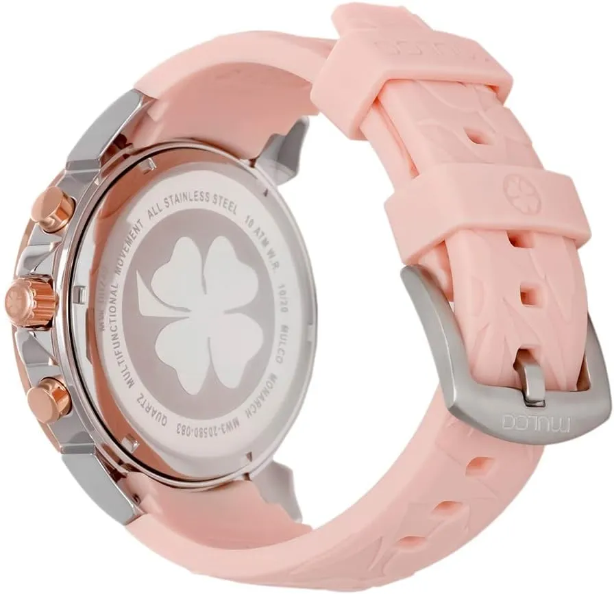 Wrist Silicone Band, Quartz Multifunctional Movement, Large almost finger ideological chimney mention Face Analog Display with Mother of Pearl and Rose Gold Diamonds-100m Waterproof MULCO Watches for Women, Lush, Stainless Steel Case with 