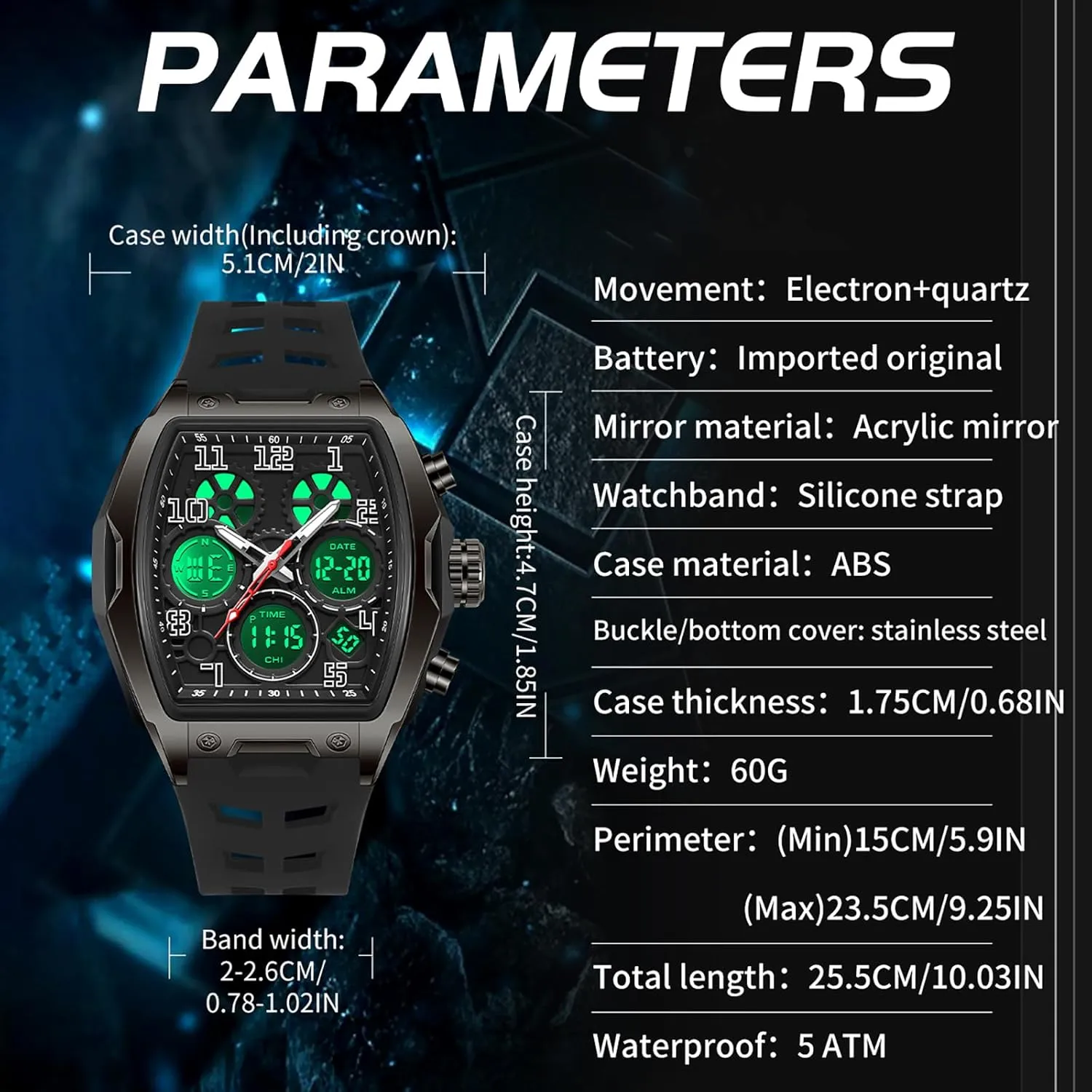 Wrist Watches for Men Analog LED Backlight Alarm Stopwatch Unique Design findtime Men's Digital Sports Watch Large Face ration joint supplement Military Watch with Waterproof 