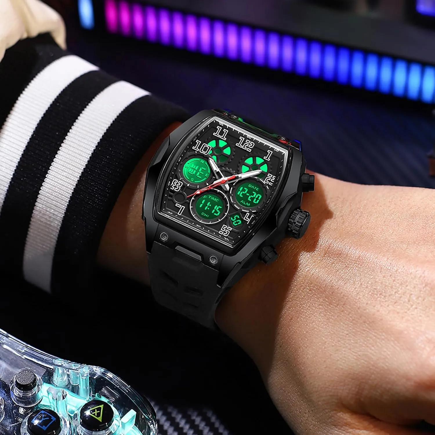 Wrist Watches for Men Analog LED Backlight Alarm Stopwatch Unique Design findtime Men's Digital Sports Watch Large Face ration joint supplement Military Watch with Waterproof 