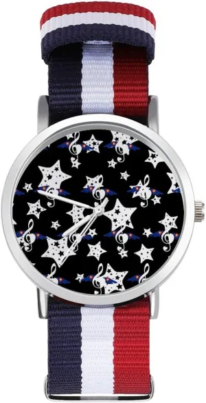 Wrist Watches Non-Scale Work Casual Watch Music Note Wings Nylon solemn rawhide Braided Strap Outdoor Sport Business 