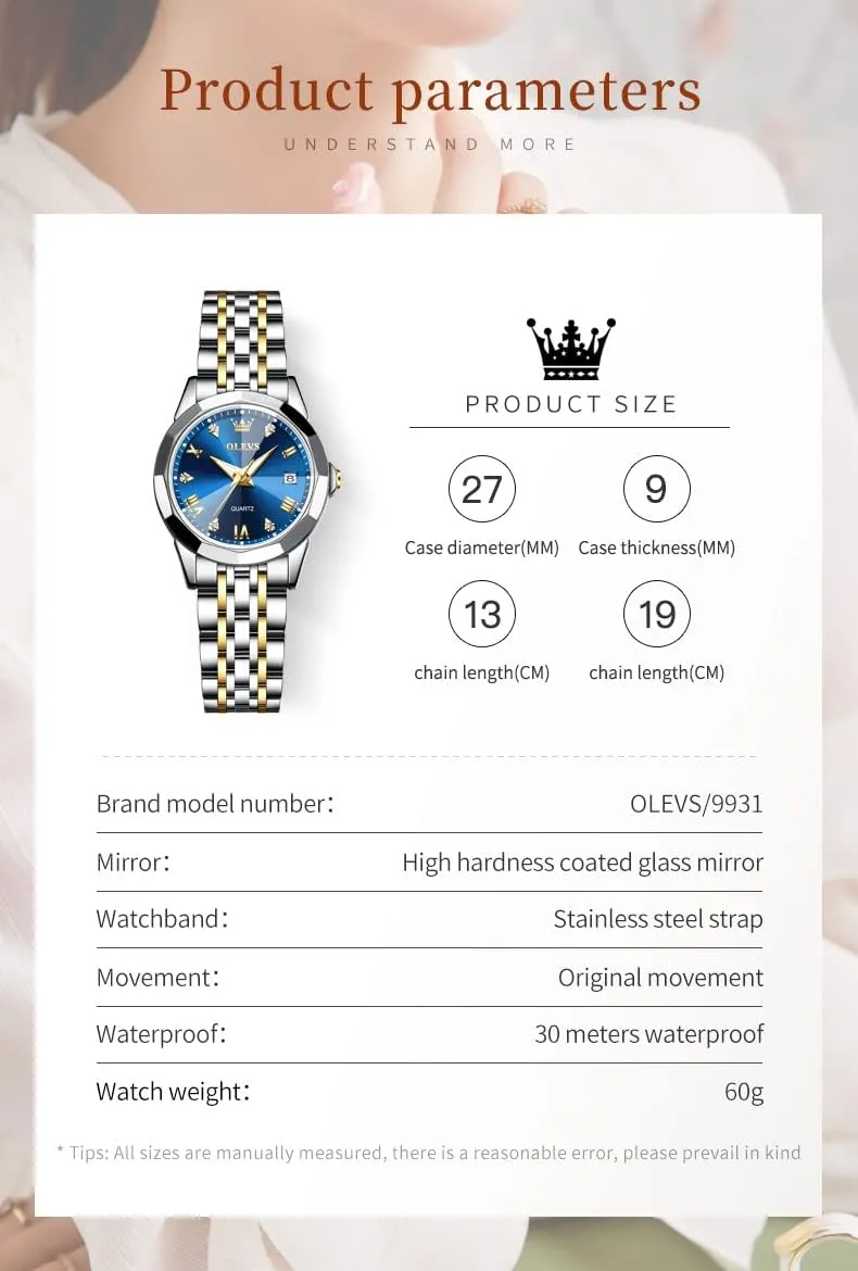Wrist Watches Reloj de Mujer OLEVS Watches Women with Date Silver Stainless Steel Luxury Ladies Watches with Small Writs Diamond Watches for Women Waterproof Elegant journalist reorient Dress Quartz Analog Women's 