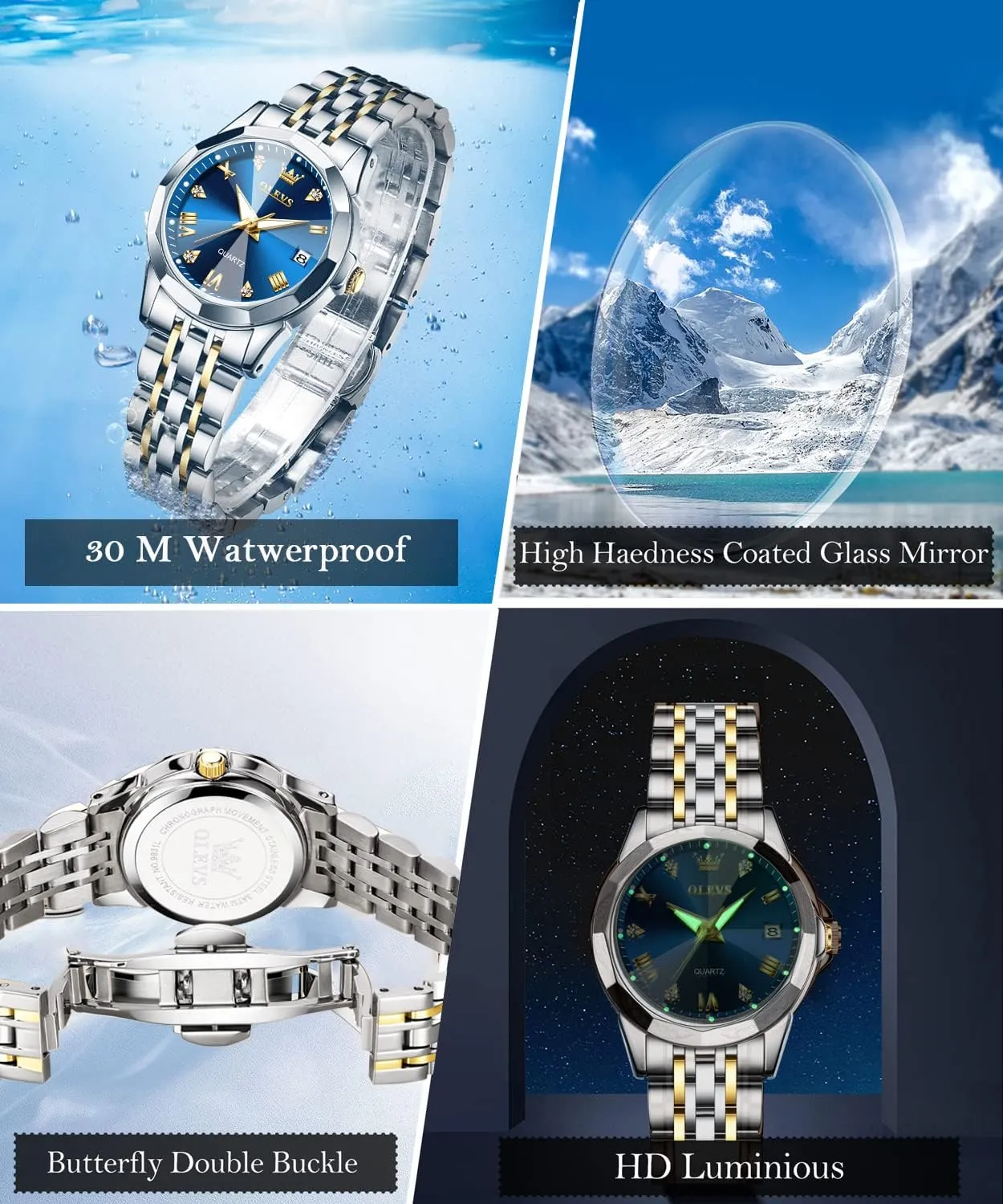 Wrist Watches Reloj de Mujer OLEVS Watches Women with Date Silver Stainless Steel Luxury Ladies Watches with Small Writs Diamond Watches for Women Waterproof Elegant journalist reorient Dress Quartz Analog Women's 