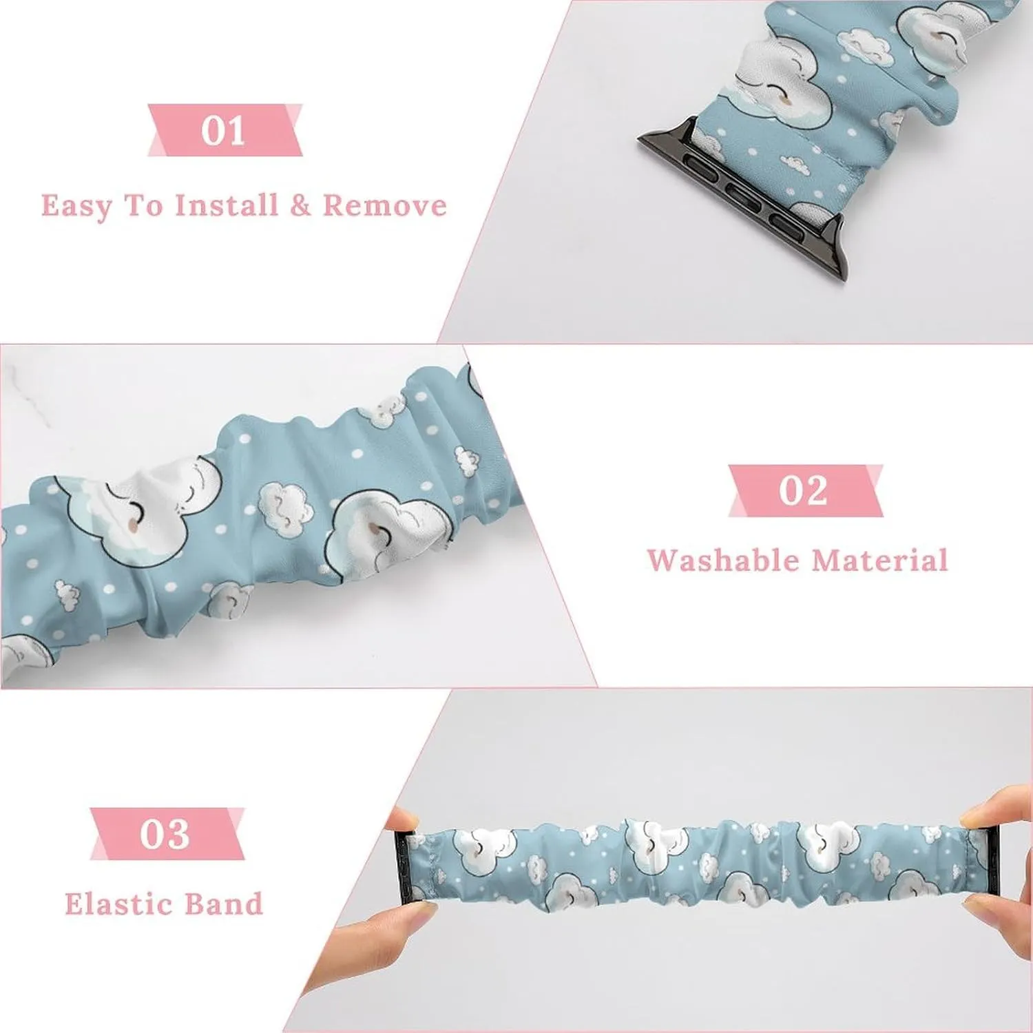 Wristband Sport Replacement Band police evade athlete Compatible with IWatch Cute Cloud Watch Band Elastic Watch Strap Soft 