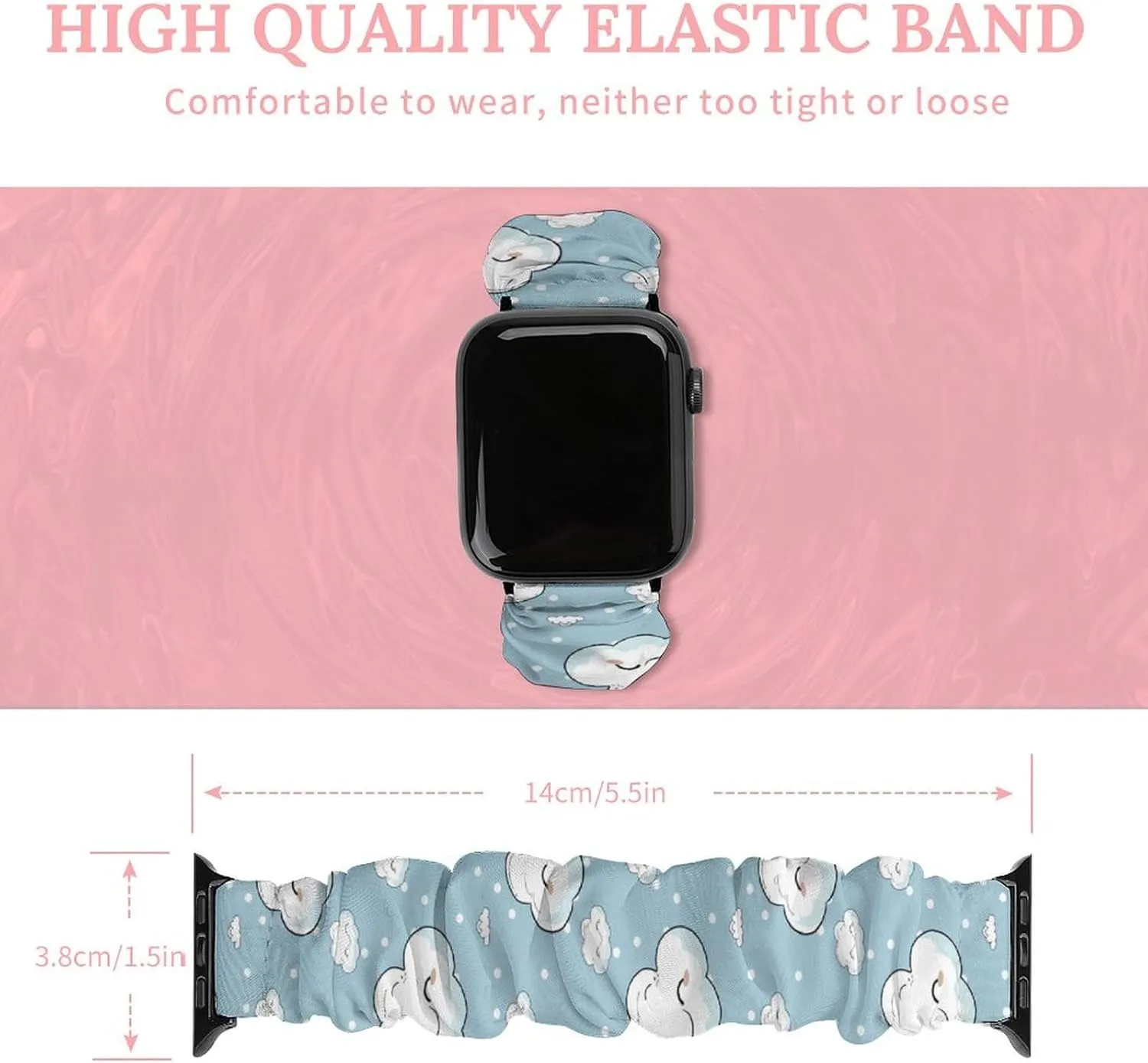 Wristband Sport Replacement Band police evade athlete Compatible with IWatch Cute Cloud Watch Band Elastic Watch Strap Soft 