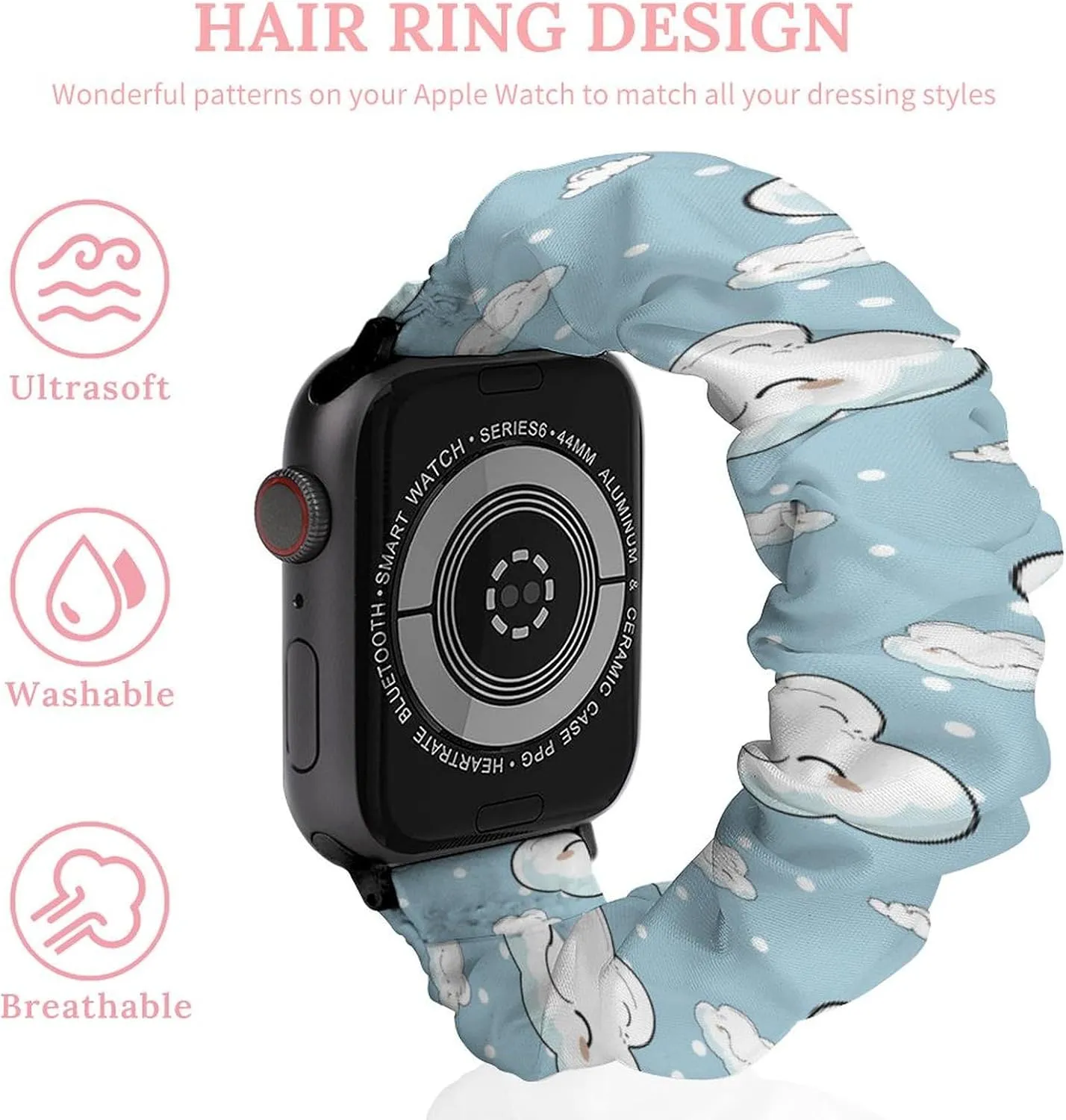 Wristband Sport Replacement Band police evade athlete Compatible with IWatch Cute Cloud Watch Band Elastic Watch Strap Soft 