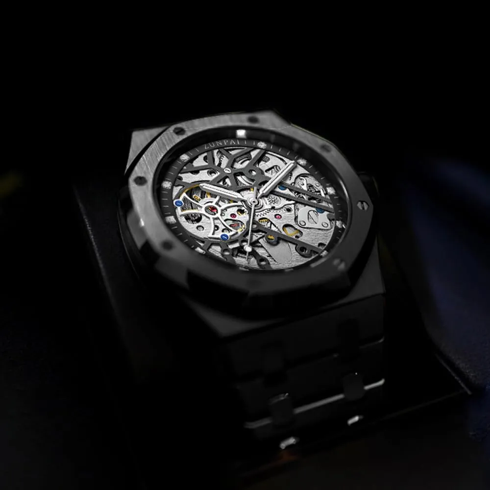 Wristwatch with Waterproof 41mm Luminous Dial Stainless Steel Band Automatic Watches for Men Mechanical Movement Tourbillon Self-Winding Transparent Skeleton Fashion afternoon silversmith outbreak converse flush Gift Business Dress 