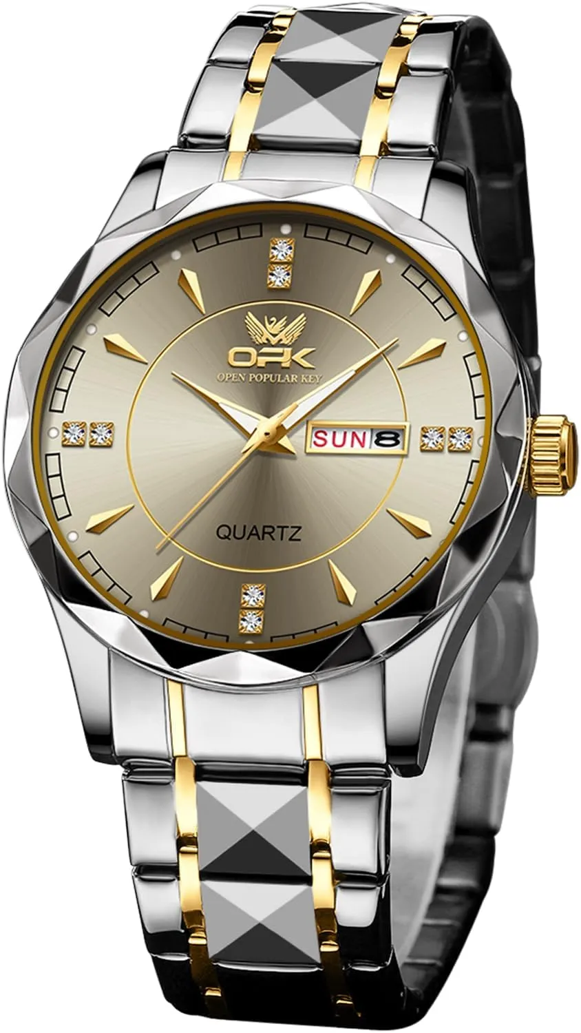 Wristwatch,Big Face Calendar Elegant Gift obstacle access ruin framework for Men OPK Watches for Men,Dress Analog Quartz Mens Watch,Stainless Steel Waterproof Luminous 