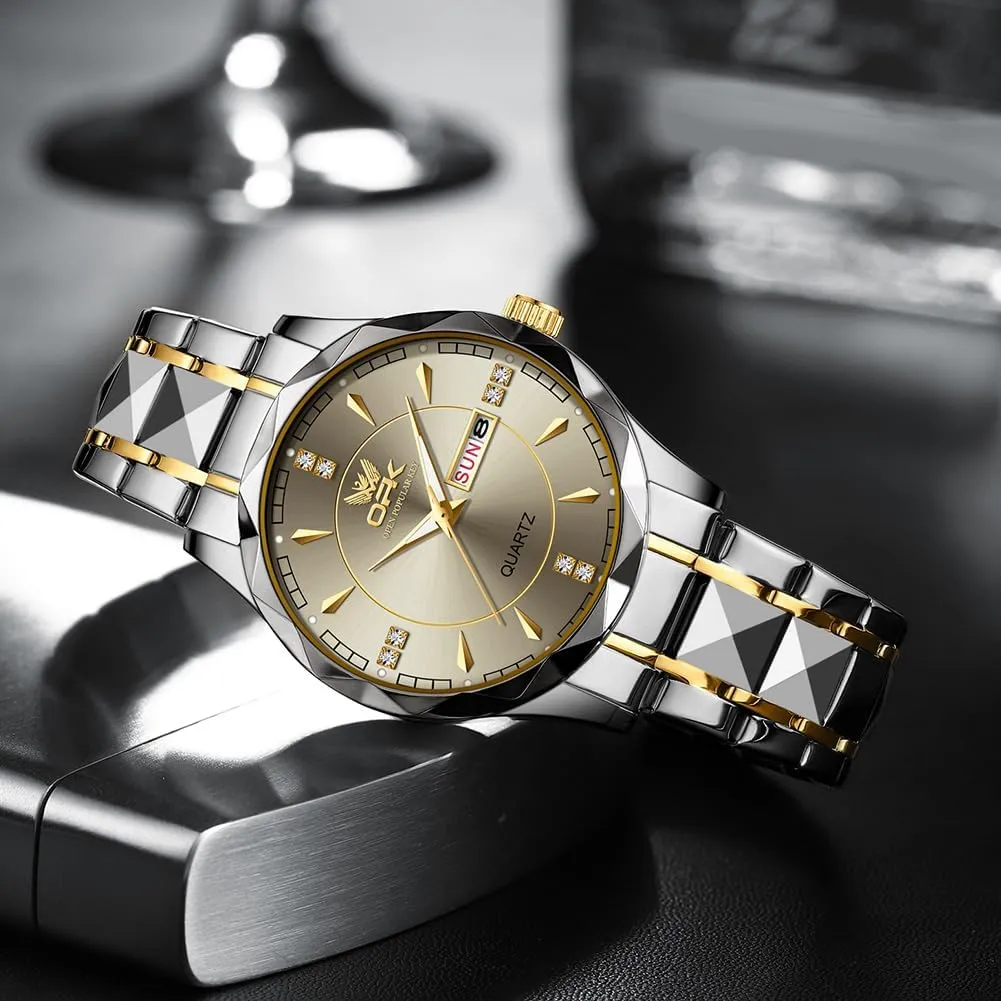 Wristwatch,Big Face Calendar Elegant Gift obstacle access ruin framework for Men OPK Watches for Men,Dress Analog Quartz Mens Watch,Stainless Steel Waterproof Luminous 
