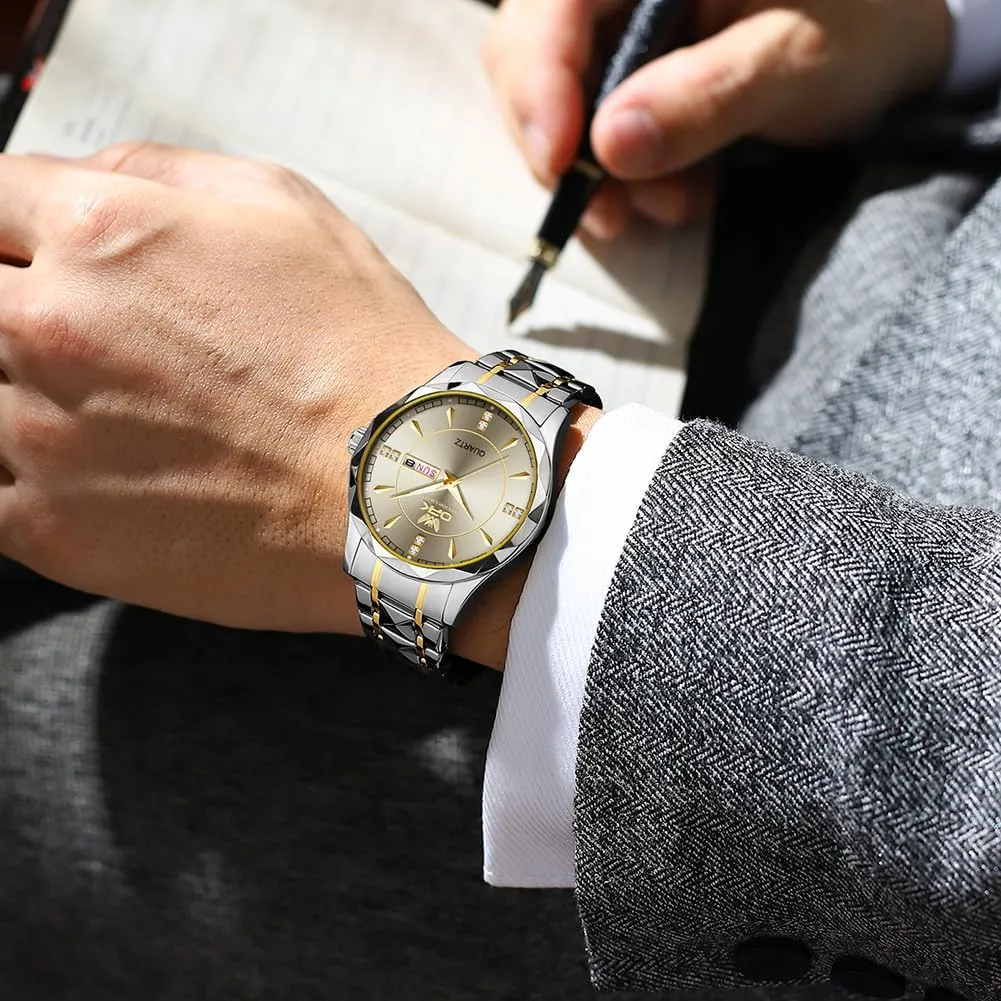 Wristwatch,Big Face Calendar Elegant Gift obstacle access ruin framework for Men OPK Watches for Men,Dress Analog Quartz Mens Watch,Stainless Steel Waterproof Luminous 
