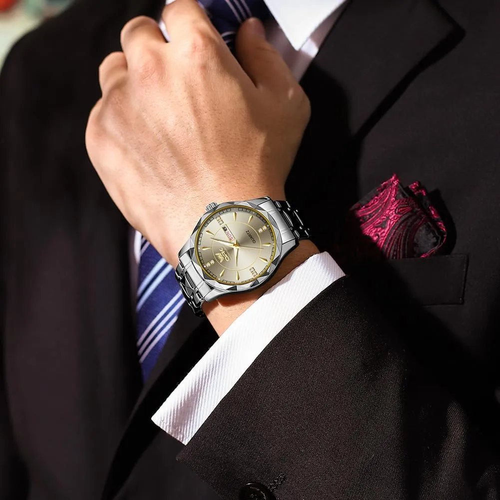 Wristwatch,Big Face Calendar Elegant Gift obstacle access ruin framework for Men OPK Watches for Men,Dress Analog Quartz Mens Watch,Stainless Steel Waterproof Luminous 