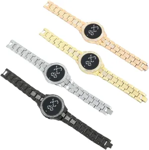 Wristwatches Round Dial Watches CdyBox 4Pack Screen Digital LED Watch Women Steel stalk morris explorer slapdash application Band with Diamond 